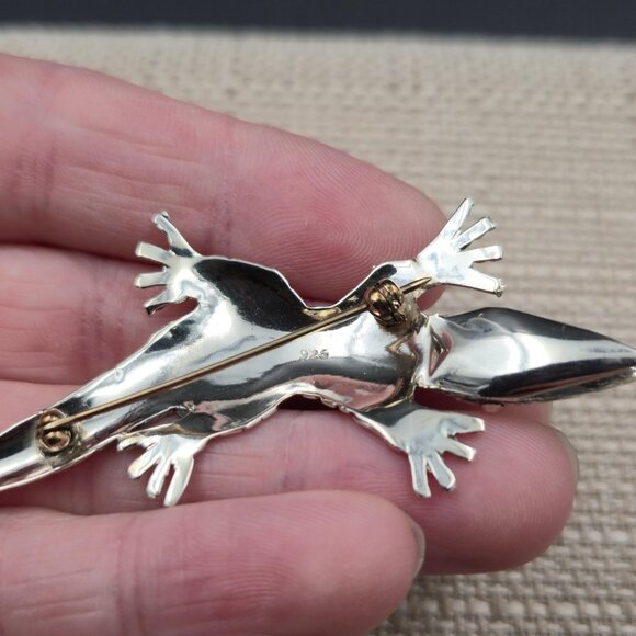 Sterling Silver Large Lizard Animal Reptile Pin Brooch B848 - Picture 4 of 7